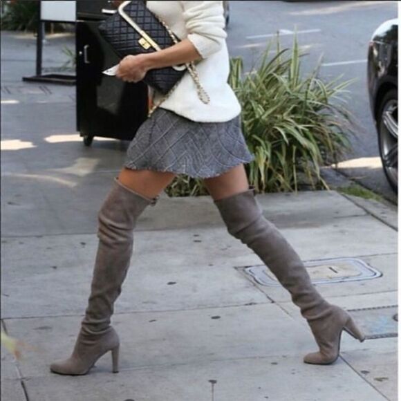 Stuart Weitzman highland grey suede over the knee boots - Picture 1 of 6
